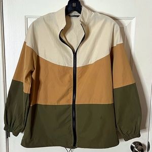 Shein LUNE Color-block zip up drawstring hem jacket